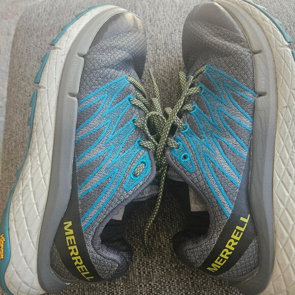 Merrell Vibram Grey Blue Running Gym workout sneakers shoes 8.5 - Picture 1 of 12